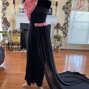 Look amazing in this black and pink 3-D floral jumpsuit!